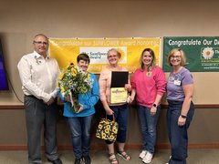 Cindy Jacobs, PTA, and Sunflower award winner with OSF Saint Luke leaders