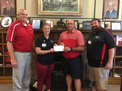 Photo of: Patrick Leonard, Principal of Ottawa High School, Megan Brandt, APRN in Orthopedics at OSF HealthCare, Mike Cooper, Athletic Director of Ottawa High School, and Brad Yates, Supervisor of Athletic Training at OSF HealthCare